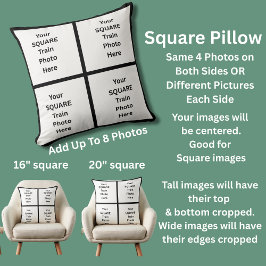 Je eigen 8 ACHT foto's op Square Pillow Kussen
