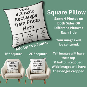Je eigen 8 ACHT foto's op Square Pillow Kussen