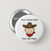 Je eigen blond cowboy aanpassen ronde button 5,7 cm (Voorkant /achterkant)