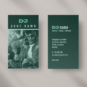 Je eigen DJ-foto techno groene Visitekaartje