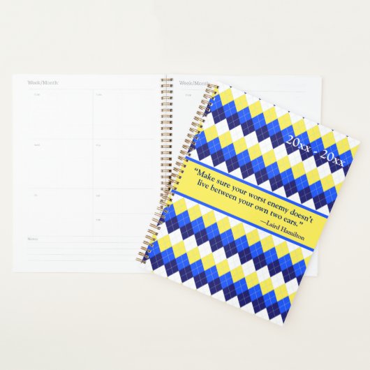 Je eigen ergste vijand citaat Geel, Blauw Argyle Planner (Display)