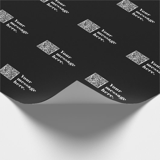 Je eigen geüploade QR-code & bewerkbare retro-teks Cadeaupapier (Hoek)