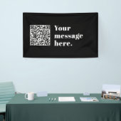 Je eigen geüploade QR-code & bewerkbare retrotekst Spandoek (Beurs)