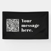 Je eigen geüploade QR-code & bewerkbare retrotekst Spandoek (Horizontaal)
