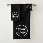 Je eigen Logo toevoegen | Zwarte achtergrond Bad Handdoek (Insitu)