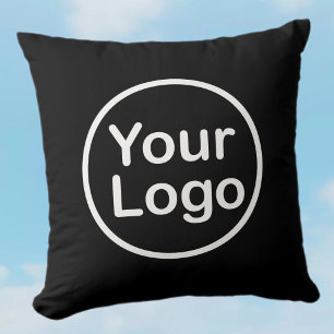 Je eigen Logo toevoegen Zwarte achtergrond Kussen