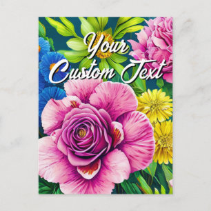 Je eigen tekst gemengde bloemen 28 sjabloon