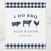 Je fais BBQ Blue Plaid Wine Étiquette (Étiquettes simples)