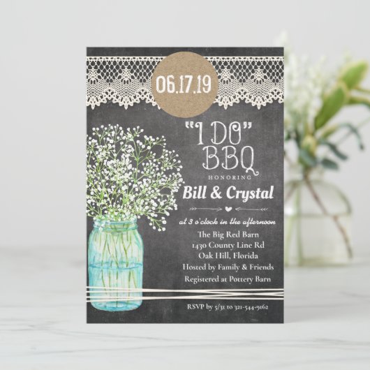 Je fais BBQ Couples Douche Chalkboard Invitation (Debout devant)