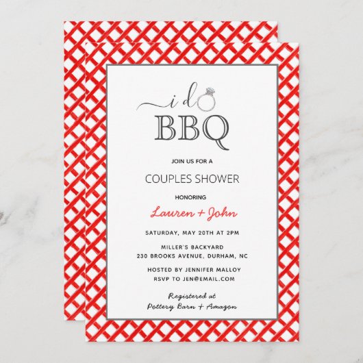 Je fais BBQ Couples invitation douche (Devant / Derrière)
