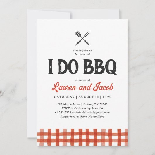 Je fais BBQ Rustic Couples Invitation Wedding show (Devant)
