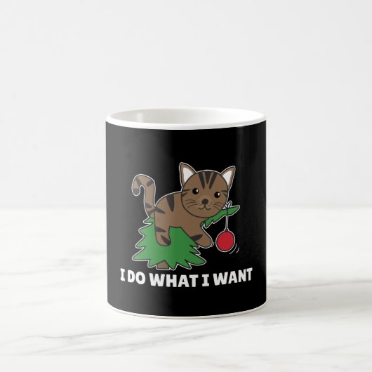 Je Fais Ce Que Je Veux Un Chat De Noël Drôle Mug (Centre)