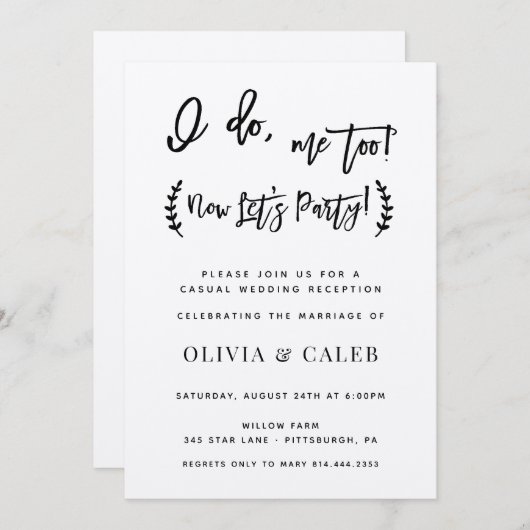 Je fais moi aussi Réception seulement Invitation (Devant / Derrière)