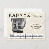 Je foto Arkansas Shaped Cutout Custom QSL Briefkaart (Voorkant / Achterkant)