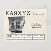 Je foto Arkansas Shaped Cutout Custom QSL Briefkaart (Voorkant)