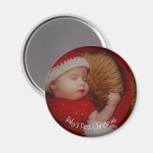 Je foto baby's eerste kersttasje magneet (Voorkant / Achterkant)