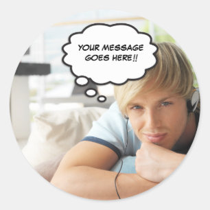 Je foto bericht leuk retro stripboek popart ronde sticker