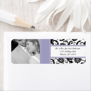 Je foto bruiloft Lavender Damask Etiket