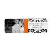Je foto bruiloft Oranje Crush  Damask Etiket (Voorkant)