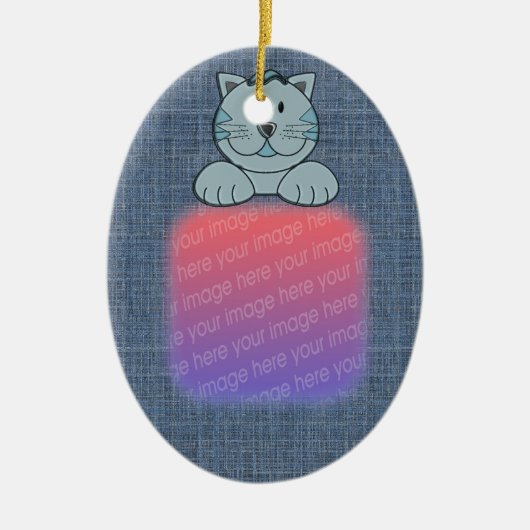 Je foto Cute Blue Cat Ornament (Voorkant)