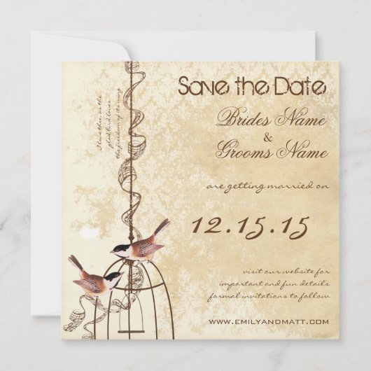 Je Foto Damask Bird Cage Weddenschap Save the Date (Voorkant)