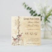Je Foto Damask Bird Cage Weddenschap Save the Date (Staand voorkant)