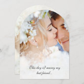 Je foto Damask Black Font Wedding Kaart (Voorkant / Achterkant)