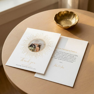 Je foto,  gouden  lijst bruiloft bedankkaart