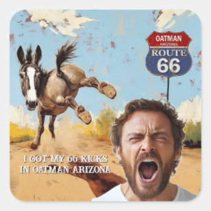 Je foto, Krijg je trappen, haver, Arizona, ezel Vierkante Sticker