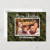 Je foto op een bed van Pine Merry Kerstmis Feestdagenkaart (Voorkant / Achterkant)