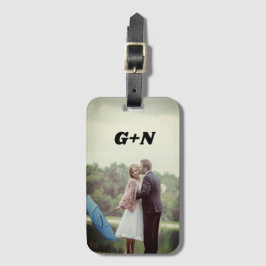 Je foto, personaliseer, initialen, eenvoudig bagagelabel
