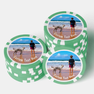 Je foto pokerfiches met aangepaste tekst poker chips