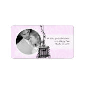 Je foto van vogels Lila Damask Etiket (Voorkant)