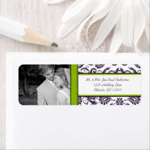 Je foto Weddenschap Apple Green Damask Etiket