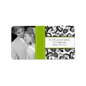 Je foto Weddenschap  Apple Green Damask Etiket (Voorkant)