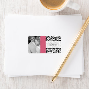 Je foto-weddenschap Vintage Honeysuckle Damask Etiket