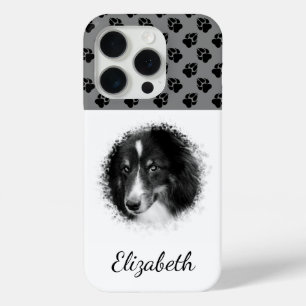 Je foto's en zwarte petten op grijze en aangepaste iPhone 15 pro case