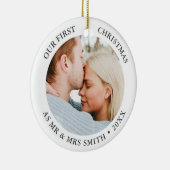 Je foto's kerstbruiloft op maat keramisch ornament (Rechts)