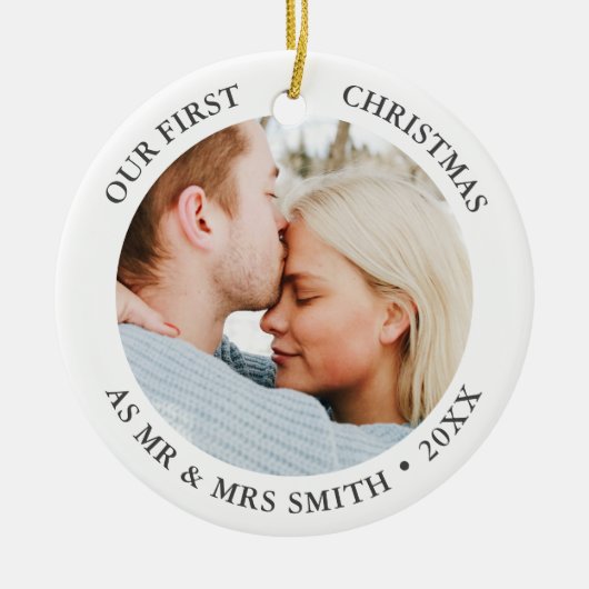 Je foto's kerstbruiloft op maat keramisch ornament (Voorkant)