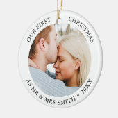 Je foto's kerstbruiloft op maat keramisch ornament (Links)