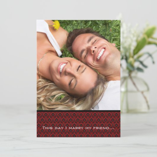 Je fotoweddenschap nodigt uit... ik trouw met mijn kaart (Staand voorkant)