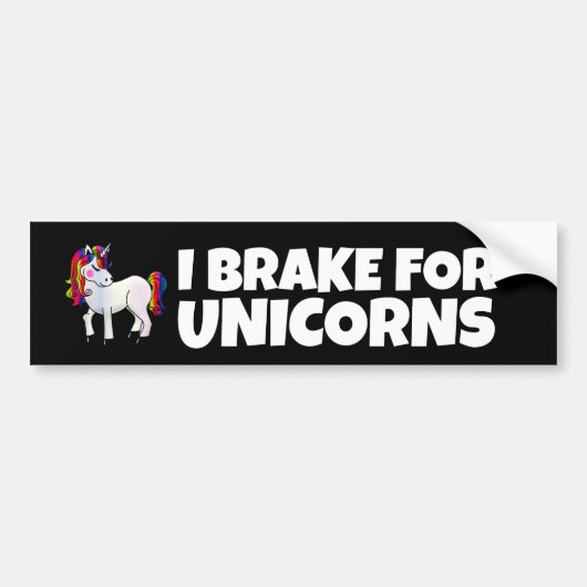 JE FREINS POUR UNICORNS RAINBOW BUMPER STICKERS (Devant)