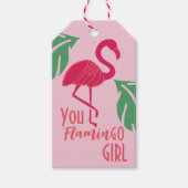 Je gaat naar Girl Tropical Pink Flamingo Cadeaulabel (Voorkant)