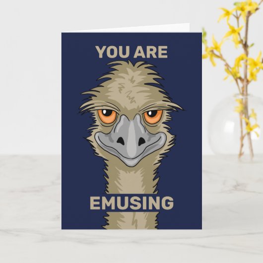 Je gebruikt Funny Emu Pun Greeting Kaart (Gele Bloem)