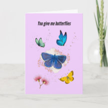 Je geeft me Butterflies Valentijnsdag Kaart