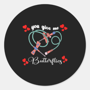 Je geeft me Vlinders Flebotomist Pbt Valentijn Ronde Sticker