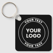 Je geüploade logo + vet cirkelvormige tekst  sleutelhanger (Voorkant)
