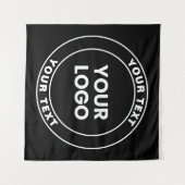 Je geüploade logo + vet cirkelvormige tekst  wandkleed (Voorkant (horizontaal))