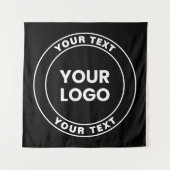 Je geüploade logo + vet cirkelvormige tekst  wandkleed (Voorkant)