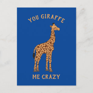 Je Giraffe me gek Funny Zoo Safari Animal Pun Briefkaart